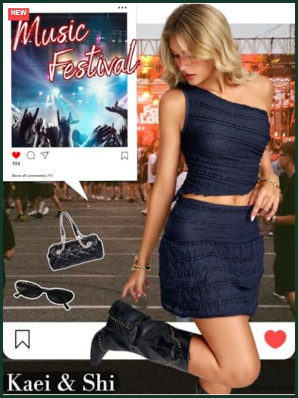 Two Piece Skirt Set with Crop Top, Going Out Festival Club Outfit - Picture 7 of 7